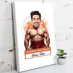 Resim Karikatürlü Erkek Sumo Güreşçisi Kanvas Tablo 