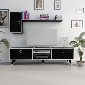 Resim MOBİLYA GEZEGENİ Directory Tv Ünitesi Siyah Gümüş160 Cm 