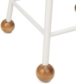 Resim Tabure Bar Taburesi Beyaz Cm Kavisli Kare Oturma Yeri Ahşap Demir Ayaklı Ahşap Topuzlu Modern (65 CM) 