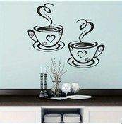 Resim Yunboo "kahve Fincanı Desenli Suya Ve Isıya Dayanıklı Otomatik Yapışkan Duvar Sticker - Ev Dekorasyonu İçin Canlandıran Dekoratif Etiket" Siyah 