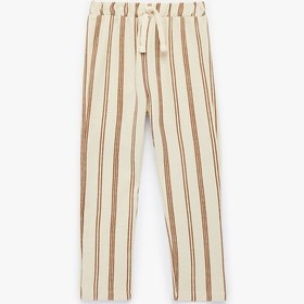 Resim Koton Pamuklu Beli Bağlamalı Çizgili Eşofman Altı Ekru Çizgili 6smb40004tk Ekru 