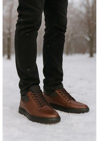 Resim Growish Gre0136-2 Hakiki Floter Deri Kaydırmaz Koku Yapmaz Bilekten Streçli Üst Kalite Yarım Bot Kahverengi 