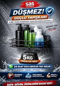 Resim Sas Haus Ömür Boyu Paslanmaz Banyo Mutfak Rafı Şampuanlık Banyo Düzenleyici Siyah Tş-01 