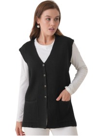 Resim Elçelya Moda Kadın Anne Büyük Beden Fitilli Yün Triko Yelek 