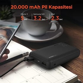 Resim Hypergear 20.000 mAh, Çift USB-A Çıkışlı Powerbank, Siyah 