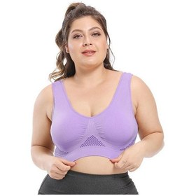 Resim Mor Spor Sutyeni Büyük Boy Havalandırma Deliği Güzel Geri Toplanmış Spor Sutyeni İçi Boş Örgü Koşu Yoga Sutyeni Mor 