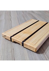 Resim Basicdual İki Renk Doğal Ahşap Kesme Tahtası Sunum Çam-abanoz 