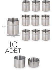 Resim Porsima Etn-236 Large 10 Lu Paslanmaz Çelik Metal Kül Tablası - Kapaklı Rüzgar Geçirmez Küllük 