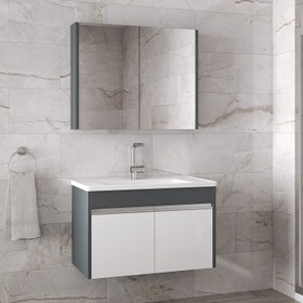 Resim Alfa Banyo Visente-EA 80 cm Mdf Aynalı Lavabolu Banyo Dolabı Takımı***Demonte Değil*** 