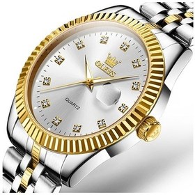 Resim Fastbuy Erkekler Olevs 5526 Pırlanta Kuvars Saat, Beyaz Çok Renkli, Su Geçirmez, Aydınlık Çok Renkli 