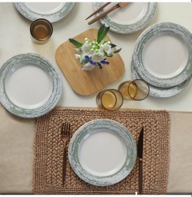 Resim Keramika Vintage Green Assos Pasta Tabağı 22 Cm 6 Adet Yeşil 