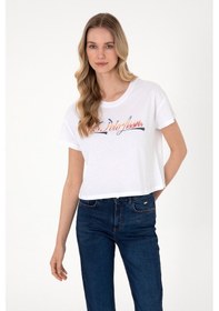Resim U.S. Polo Assn. Kadın Beyaz Bisiklet Yaka Tişört 50299735-VR013 