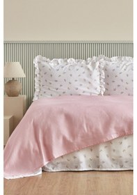 Resim Karaca Home Lidya %100 Pamuk Tek Kişilik Pike Takımı Pudra 200.22.12.0073 