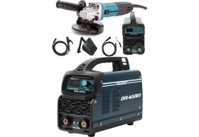 Resim Dragro Germany Technology Çift Kartlı 200 Amper Invertör Kaynak MAKINASI-LACIVERT-3000W Taşlama 2li Set 