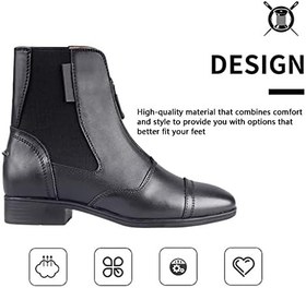 Resim LEBEE At Binicilik Botları Fermuarlı Sığır Derisi Paddock Botları Kaymaz Yürüyüş Ayakkabıları Binicilik Malzemeleri 