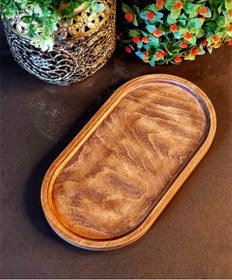 Resim TRUSTMODA Doğal Ahşap (21 Cm X 11 Cm) Amber Renk Sıvı Yağlık Altı / Yağdanlık Standı Sunum Tabağı 