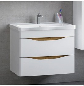 Resim Denko İdea 80 Cm Mdf Beyaz Banyo Dolabı Alt Modül Ve Seramik Lavabo Beyaz 