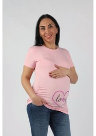 Resim Balins Hamile Love Tişört Pembe Baskılı 001 