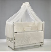 Resim Meltem Kids Mondo Sallanır Ahşap Anne Yanı Beşik - 60x120 CM (Beyaz-Krem) Krem 