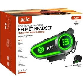 Resim Blic A30 2x Iki Cihaz Eşleşme Özellikli Motosiklet Bluetooth Kask Kulaklığı Interkom Kulaklık 
