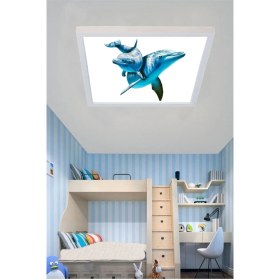 Resim Gökyüzü Panel Yunus Çocuk Avize, LED 60WATT, Beyaz Işık, 60 x 60 LED Panel, Yeni Tasarım Ledli AVIZE,60W 