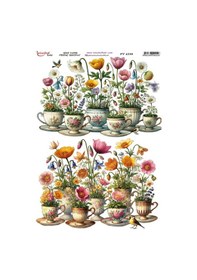 Resim Pirinç Dekopaj Kağıdı 30x42cm Pt-4250 Çiçek Fincan 