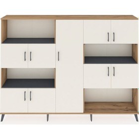 Resim Arges Dolap 10 Raflı 9 Kapaklı 220x30x163 Çam-aytaşı/antrasit Çam-aytaşı/antrasit 