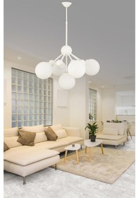 Resim İstanbul Avize Larin 5'li Beyaz Beyaz Glop Camlı Avize 