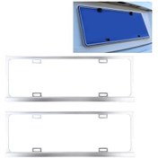 Resim 2 Adet Araba Plaka Çerçeveleri Araba Styling Plaka Çerçevesi Magnezyum Alaşımlı Evrensel Plaka Tutucu Araba Aksesuarları Gümüş 