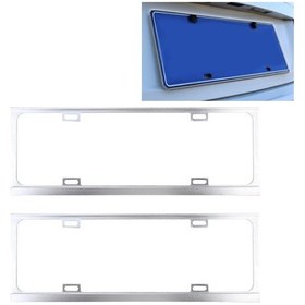 Resim 2 Adet Araba Plaka Çerçeveleri Araba Styling Plaka Çerçevesi Magnezyum Alaşımlı Evrensel Plaka Tutucu Araba Aksesuarları Gümüş 