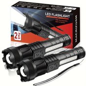 Resim 2 Adet Şarj Edilebilir LED El Feneri - Yüksek Lümenli, 3 Modlu, Yakınlaştırmalı Işık Yayımlayan Mini Kamp Fenerleri - Güçlü, Parlak ve Çok Amaçlı Taktiksel El Feneri, Dış Mekan ve Ev Kullanımı İçin 