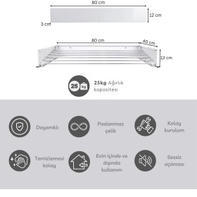 Resim Dryertime® Premium Duvara Monte Alüminyum Borulu Katlanır Çamaşır Kurutma Askısı – Akordiyon Çamaşırlık - 80 cm – 25 Kg Taşıma – Paslanma ve Ses yapmaz (Renkli Güller) 