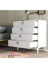 Resim 3614 VERSA-CE 4 ÇEKMECELİ AYAKLI ŞİFONYER BEYAZ 
