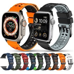 Resim iOS Uyumlu Watch Serisi 8 45mm Twill Çift Sıralı Buckle Silikon Saat Kayışı 