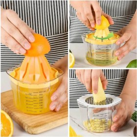 Resim 4 Ü 1 Arada Rendeli Ölçülü Hazneli Limon Portakal Narenciye Sıkacağı I Çeyizlik Pratik Sağlam Ezici Pres 