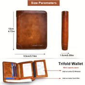 Resim 1 CIEPHIA Vintage Gerçek Deri Erkek Kart Tutucu, Erkek RFID Anti-hırsızlık Cüzdanı, İnce Basit Vintage Gerçek Deri Cüzdan, Küçük Üç Katlı, Baba, Eş, Arkadaş için Hediye, RFID Koruma, Dayanıklı Dikiş 