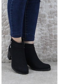 Resim Fort 42303 Rahat Alçak Topuk Toka Taş Detaylı Sıcak Astar Kadın Bot Siyah 
