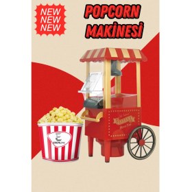 Resim Kırmızı Party Time Yağsız Kompakt Popcorn Mısır Patlatma Makinesi 