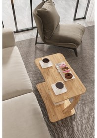 Resim Hulk Geniş Tekerlekli Yan Sehpa, Geniş Yüzey C Sehpa Atlantik Çam 