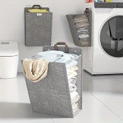 Resim 1 adet Duvara Asılı Sepet, Kirli Giysi Saklama Sepeti, Banyo, Yatak Odası, Oturma Odası için Ev Katlama Çamaşır Sepeti, Ev Düzenleme, Çamaşır Odası için Çamaşır Düzenleme ve Depolama Malzemeleri 