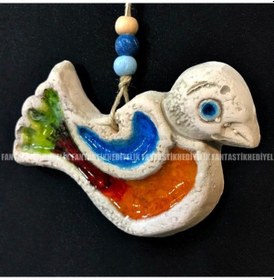 Resim Kuş Seramik No:1 Nazar Boncuk Bahçe Balkon Kapı Duvar Süs 