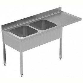 Resim Professional Tezgahaltı Bulaşık Makinesi Tezgahı, 2 Evye (500x500 Mm) & Sağ Tarafta Süzdürme - 1800 Mm, Plus GLR2DSXPE 