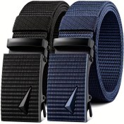 Resim 2 Paket Erkekler için Çok Fonksiyonlu Kemer Seti, Rahat Tarz, Naylon Kanvas Naylon Dokuma Kayış, Kare Ferroalloy Toka, Açık Hava Sporları ve Rahatlık, Siyah, Yıkanmaz, Ortalama Boyut, Futbol ve Babalar Günü Hediyeleri için Mükemmel 