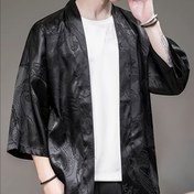 Resim Tek renk ejderha desenli jakar kimono gömlek, klasik ve şık her mevsime uygun çok yönlü sanatsal stil, Çin bedeni, Lütfen Beden Rehberini Dikkatlice Kontrol Edin 