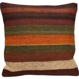 Resim Zehra Abla Halı Yeni El Dokuma Dekoratif Kilim Kırlent Yastık Kılıfı 6552 Çok Renkli 