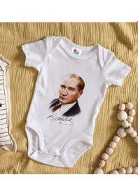 Resim Bk Kids Atatürk Temalı Beyaz Bebek Body Zıbın-12 Çok Renkli 