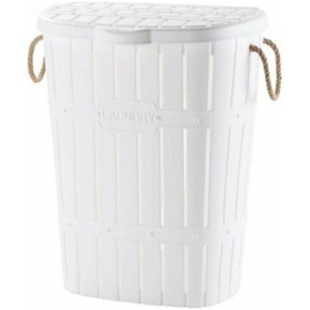 Resim Genel Markalar Plastik Bambu Halatlı Kirli Çamaşır Sepeti Beyaz Beyaz 50-99 L 100 x 100 