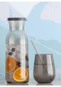 Resim LAV Fonte Cam Karaf Tekli 1,2 L Gri Silikon Kapaklı (Sürahi ) 