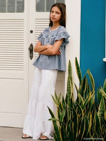 Resim Civil Girls Kız Çocuk Çiçek Nakışlı 10-13 Yaş Gömlek - Mavi - Mavi / 11-12 Yaş 