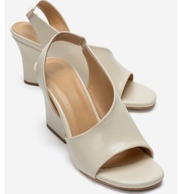 Resim Luvishoes Zyra Ekru Cilt Kadın Dolgu Topuklu Ayakkabı 